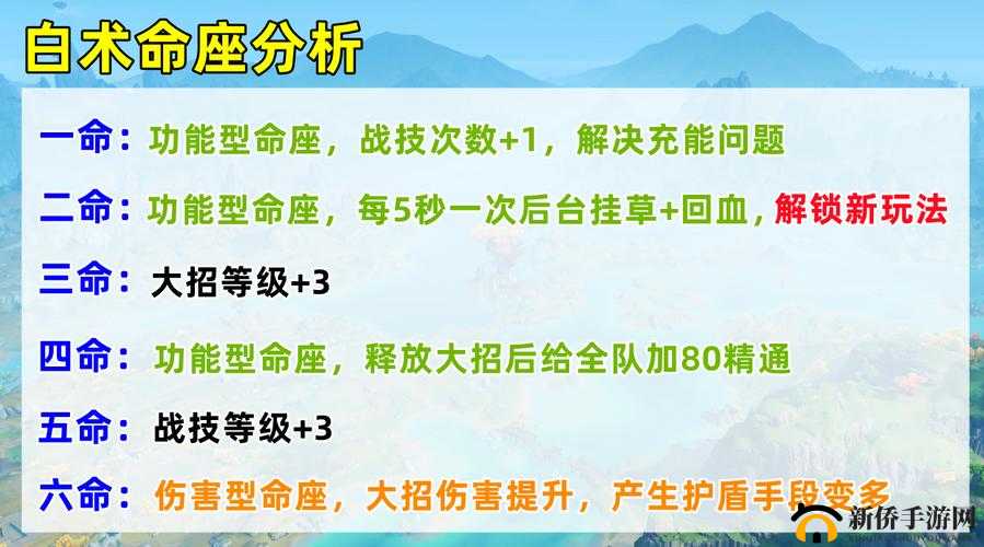 原神白术命座全方位解析：各命座效果览，全方位探究技能进阶之旅