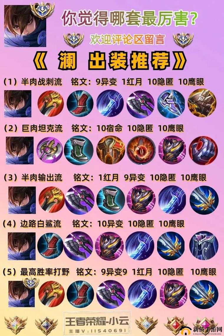 王者荣耀澜攻略大全，技能加点、出装、铭文搭配推荐与教学攻略