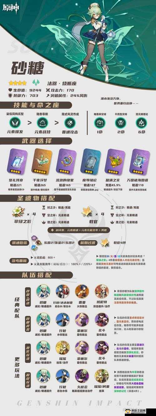 原神砂糖武器及圣遗物选择攻略,最强搭配与资源管理