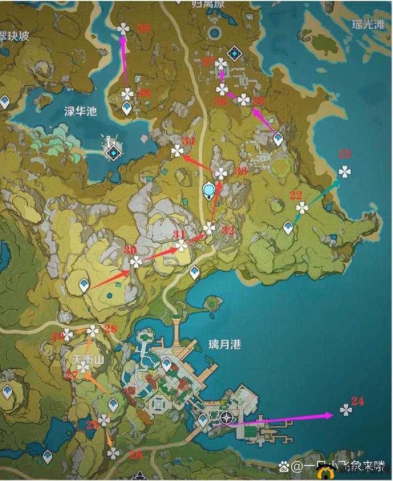 原神瑶光星影位置大全，瑶光滩17个陨星碎屑位置图示深度解析