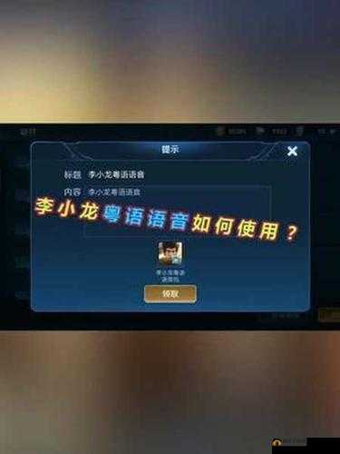 王者荣耀李小龙粤语语音包，操作设置全揭秘