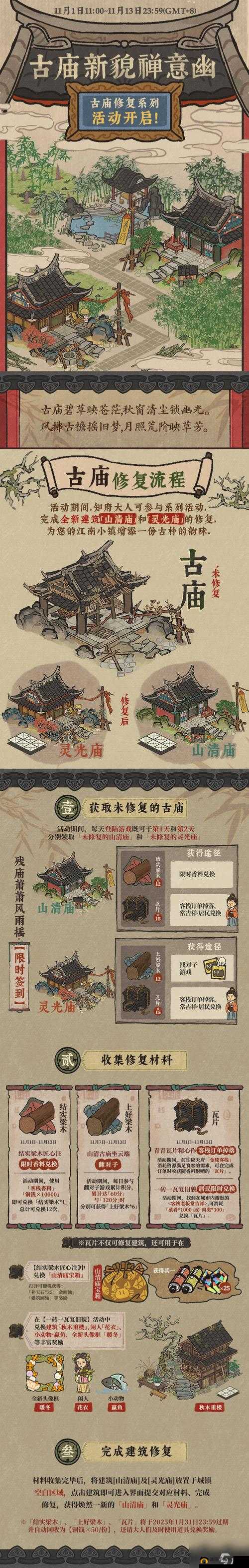 江南百景图越桃亭怎么修复？材料获取方法