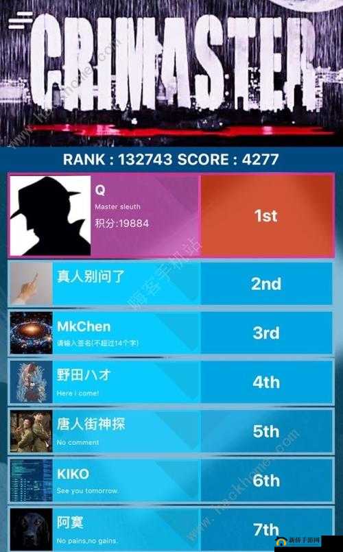 犯罪大师第一名Q是谁？真人还是官方账号分析