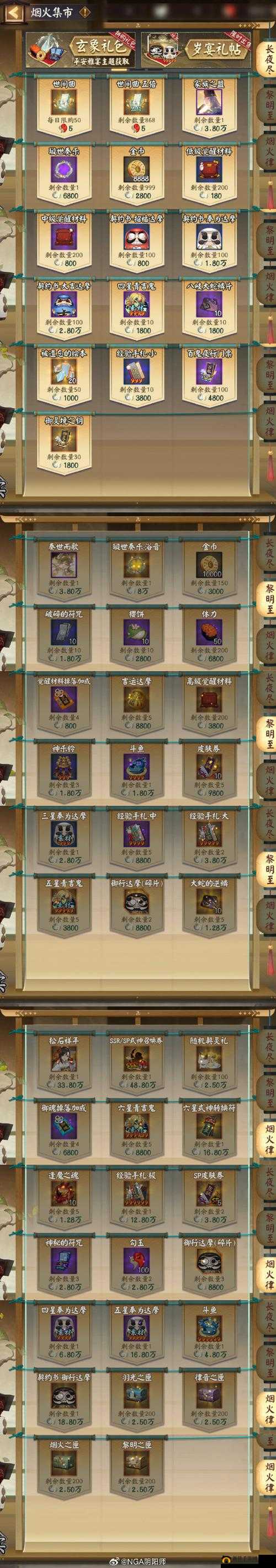 阴阳师鬼王之宴商店奖励有哪些?平安市井兑换物一览